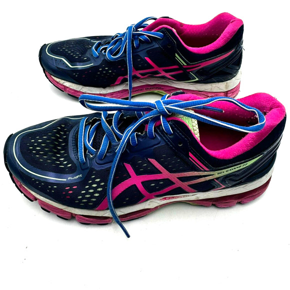 ASICS Women's‎ 7.5 Gel Kayano 22 Running Shoes Blue Pink Athletic Low Sneakers - Picture 2 of 7
